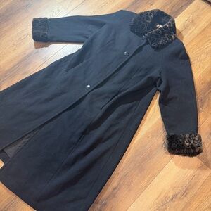 Vintage 90’s 100% Wool Coat Vintage Wool Coat Vintage Leopard Print Coat Black